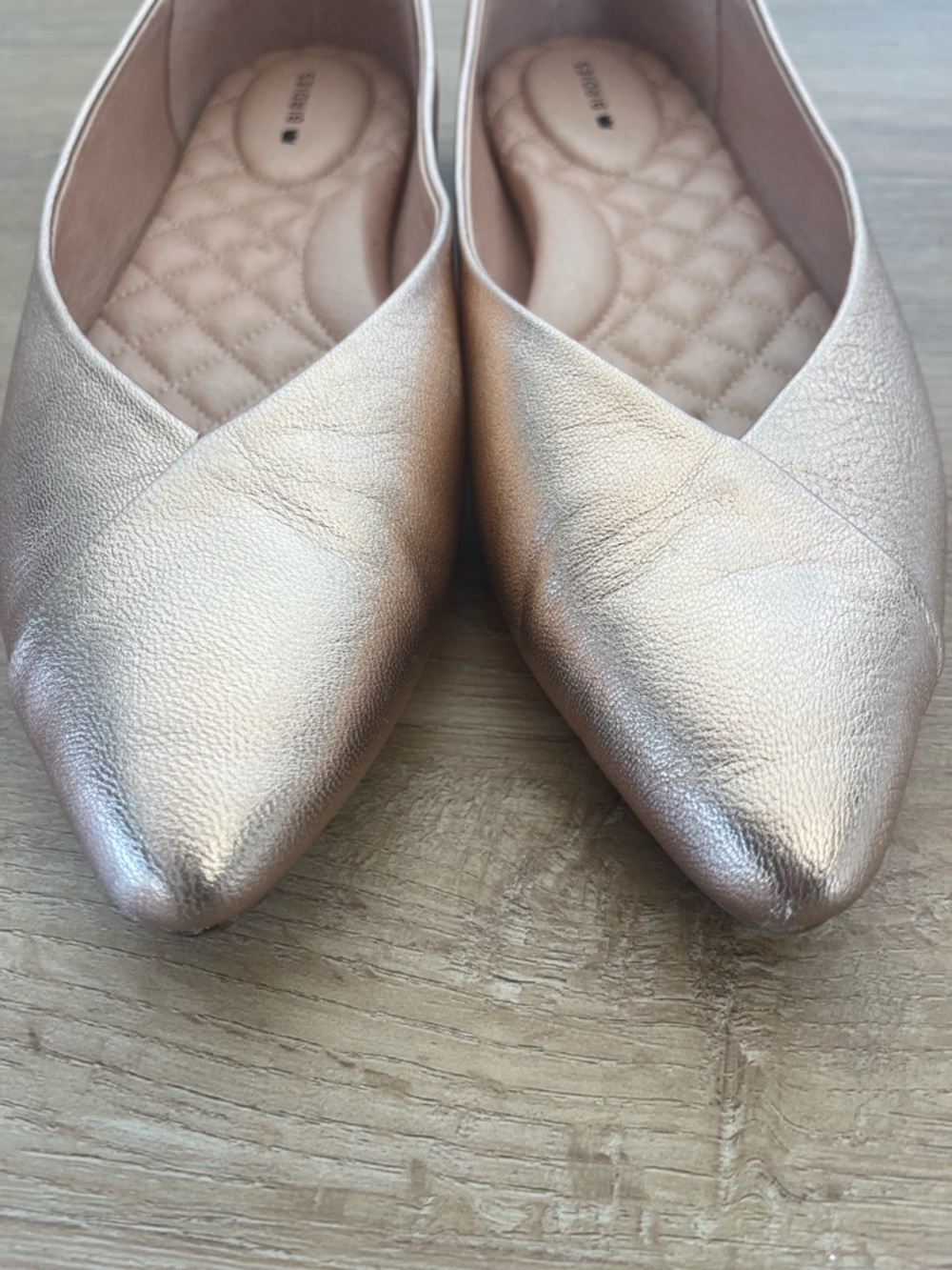 Birdies Goldfinch Leather Point Toe Ballet Flats Rose Gold, 7.5 - Picture 4 of 12